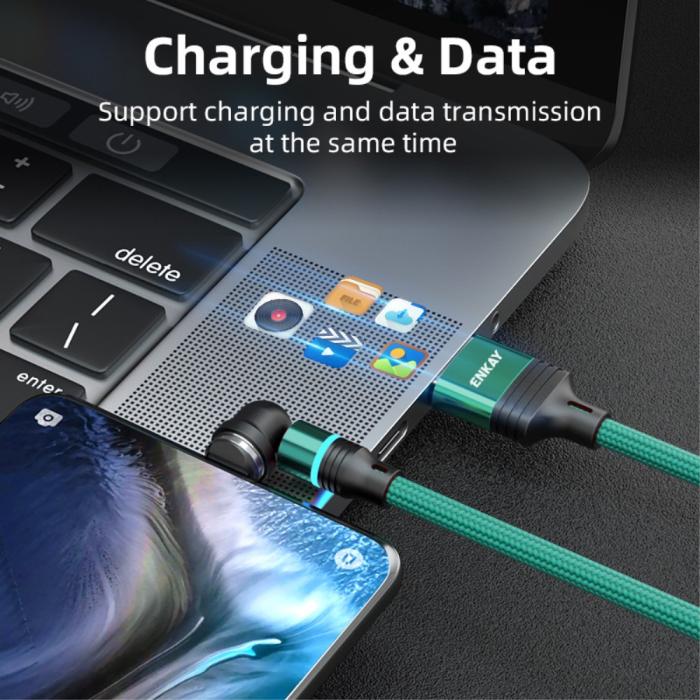 Bild 4, ENKAY 1 m 3in1 USB-C / Lightning / MicroUSB 360° Magnetkabel