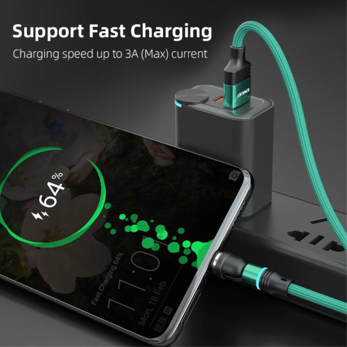 Bild 5, ENKAY 1 m 3in1 USB-C / Lightning / MicroUSB 360° Magnetkabel