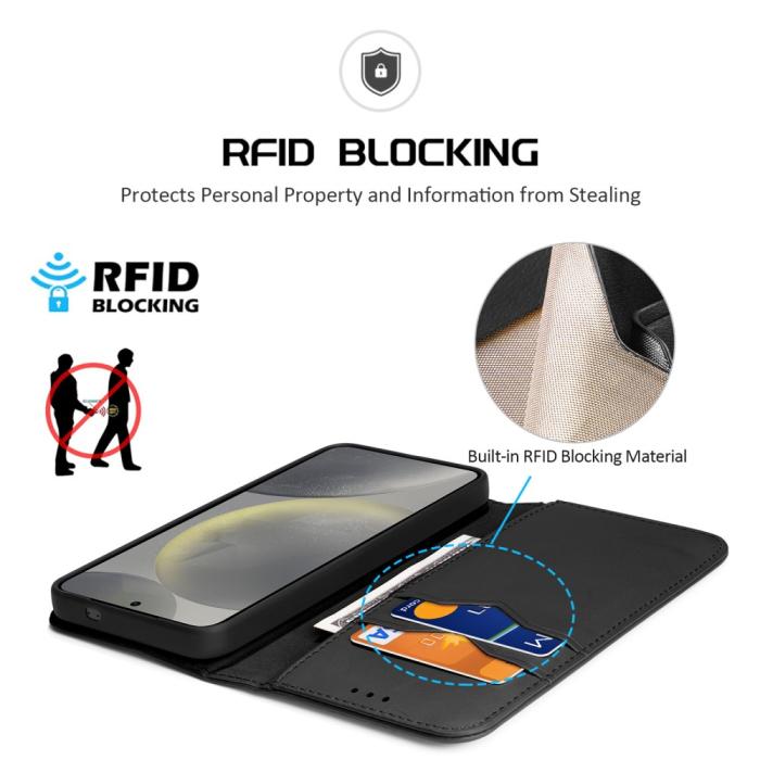 Bild 3, DUX DUCIS Samsung Galaxy S25 Fodral HIVO Äkta Läder Svart