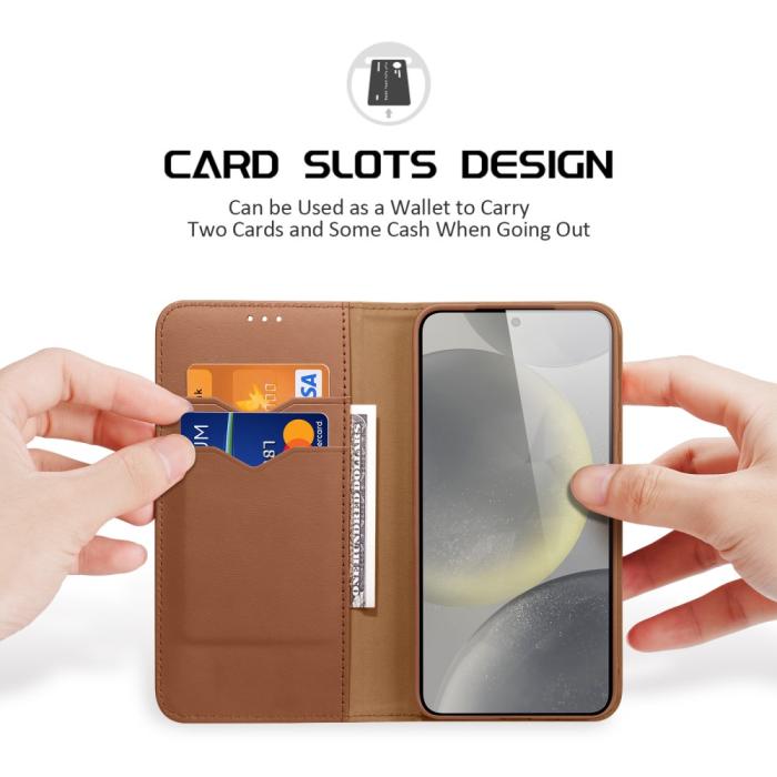Bild 2, DUX DUCIS Samsung Galaxy S25 Fodral HIVO Äkta Läder Brun