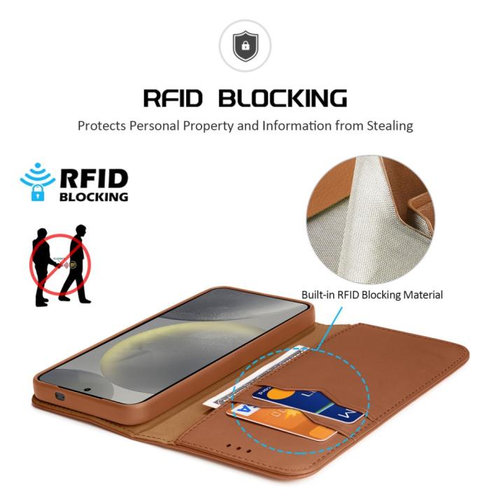 Bild 3, DUX DUCIS Samsung Galaxy S25 Fodral HIVO Äkta Läder Brun