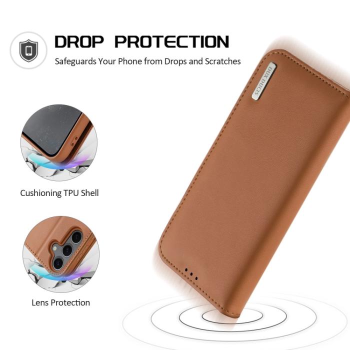 Bild 4, DUX DUCIS Samsung Galaxy S25 Fodral HIVO Äkta Läder Brun