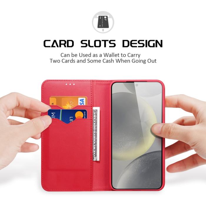 Bild 2, DUX DUCIS Samsung Galaxy S25 Fodral HIVO Äkta Läder Röd