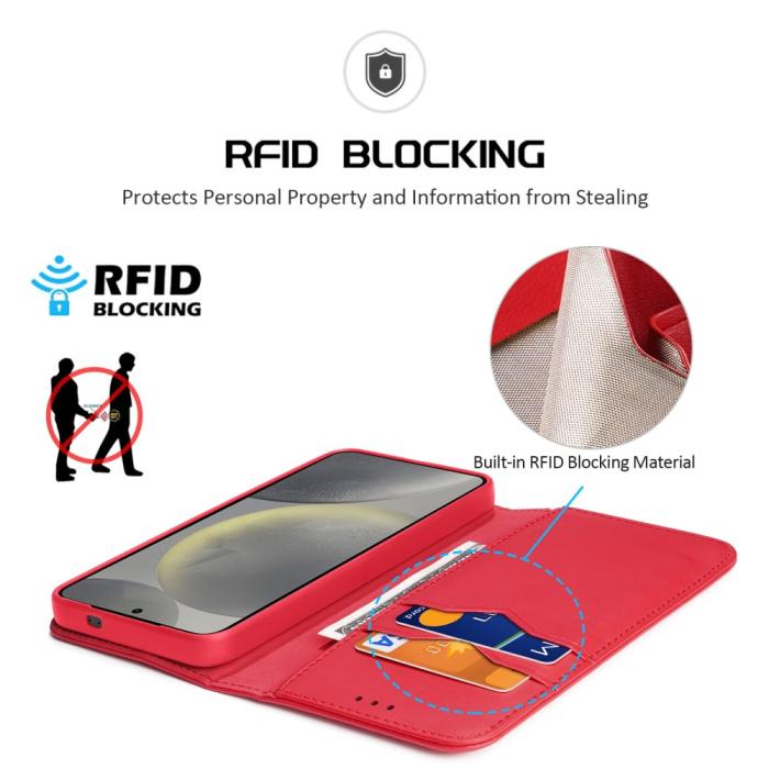 Bild 3, DUX DUCIS Samsung Galaxy S25 Fodral HIVO Äkta Läder Röd