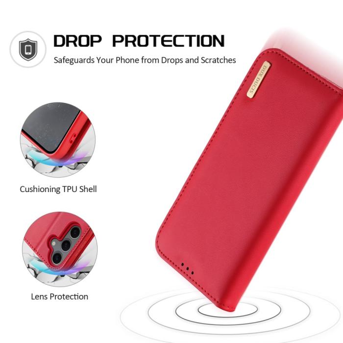 Bild 4, DUX DUCIS Samsung Galaxy S25 Fodral HIVO Äkta Läder Röd