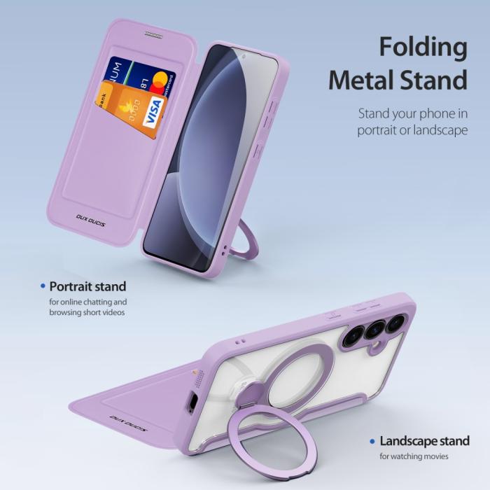 Bild 5, DUX DUCIS Galaxy S25 Fodral MagSafe Kickstand Skin X Pro Lila/Rosa
