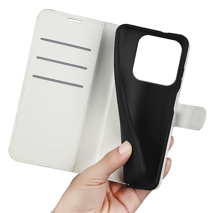 Bild 4, Xiaomi Redmi Note 14 5G Fodral Litchi Läder Vit