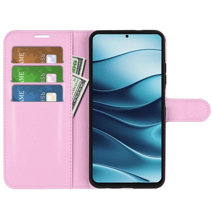 Bild 2, Xiaomi Redmi Note 14 5G Fodral Litchi Läder Ljus Rosa