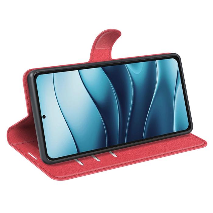 Bild 3, Xiaomi Redmi Note 14 5G Fodral Litchi Läder Röd