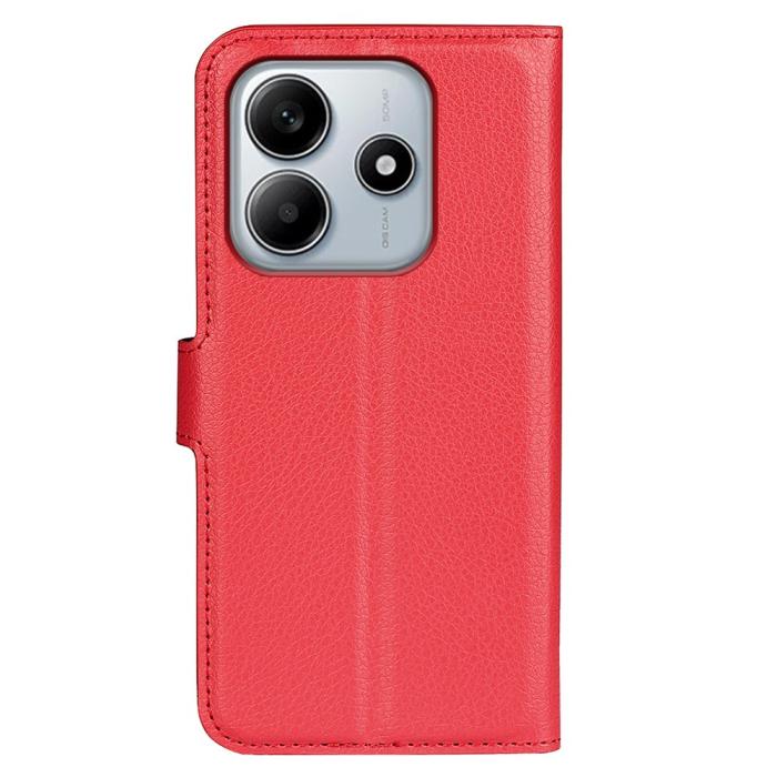 Bild 6, Xiaomi Redmi Note 14 5G Fodral Litchi Läder Röd