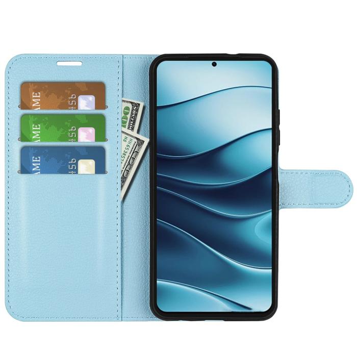 Bild 2, Xiaomi Redmi Note 14 5G Fodral Litchi Läder Blå