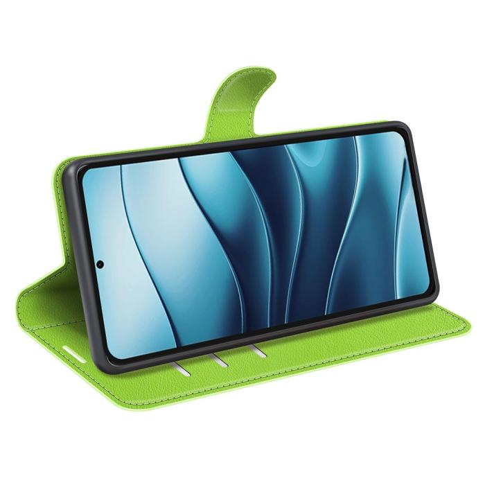 Bild 3, Xiaomi Redmi Note 14 5G Fodral Litchi Läder Grön