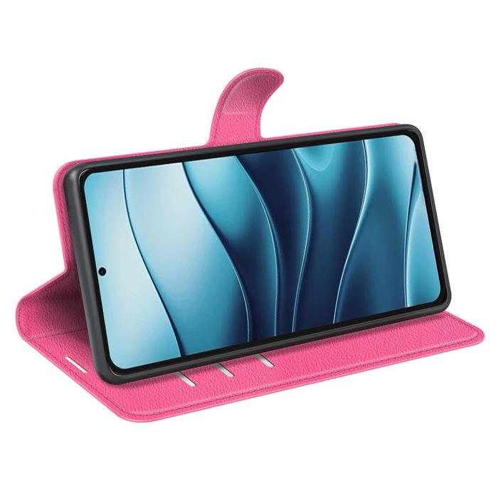 Bild 3, Xiaomi Redmi Note 14 5G Fodral Litchi Läder Rosa