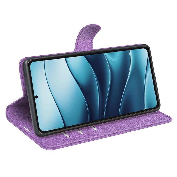 Bild 3, Xiaomi Redmi Note 14 5G Fodral Litchi Läder Lila