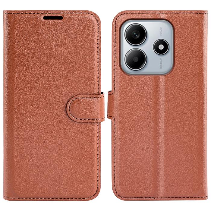 Bild 1, Xiaomi Redmi Note 14 5G Fodral Litchi Läder Brun