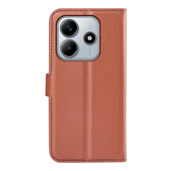 Bild 6, Xiaomi Redmi Note 14 5G Fodral Litchi Läder Brun