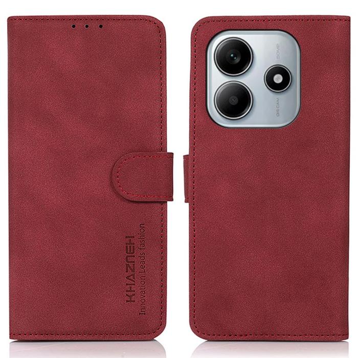 Bild 1, KHAZNEH Xiaomi Redmi Note 14 4G Fodral Retro Läder Röd