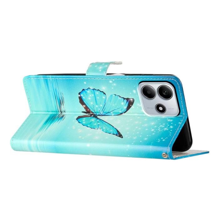Bild 3, Xiaomi Redmi Note 14 5G Fodral Med Tryck Blå Fjäril
