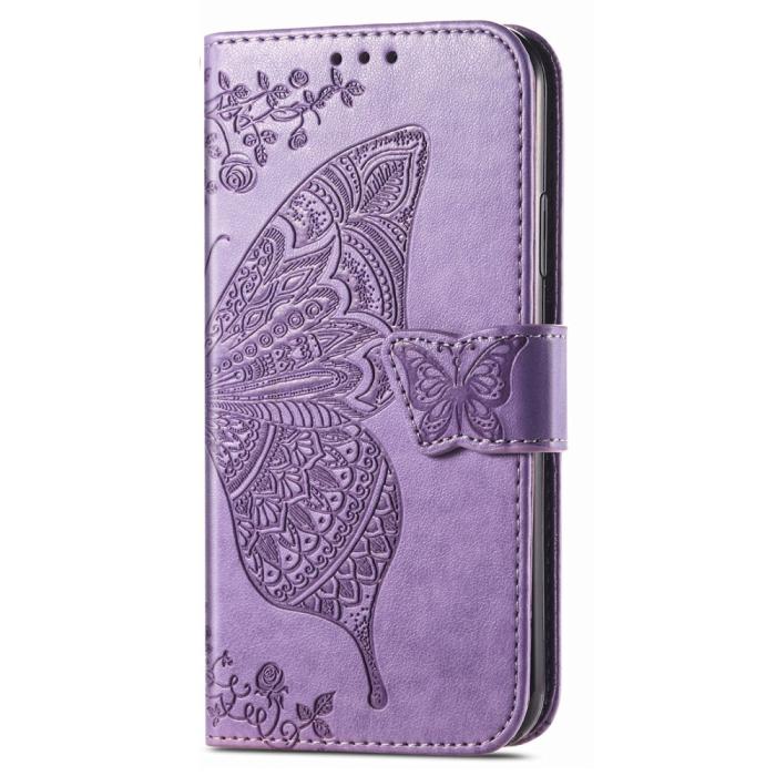 Bild 5, Xiaomi Redmi Note 14 Pro 5G Fodral Läder Fjäril Tryck Lila
