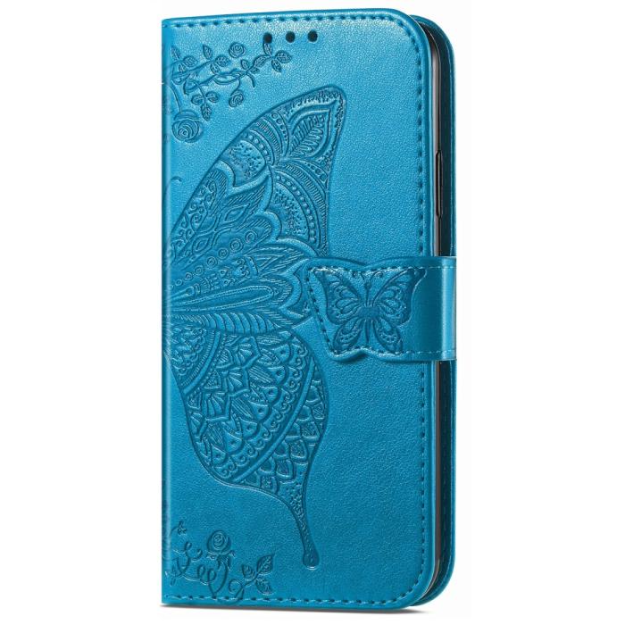 Bild 6, Xiaomi Redmi Note 14 Pro 5G Fodral Läder Fjäril Tryck Blå