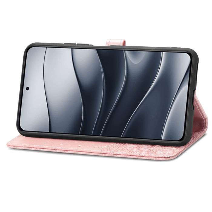 Bild 3, Xiaomi Redmi Note 14 5G Fodral Läder Mandala Tryck Roséguld
