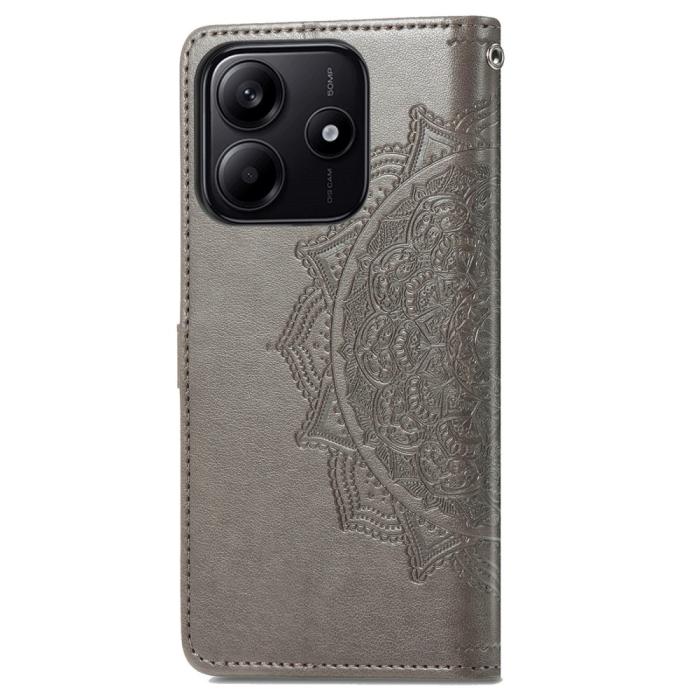Bild 6, Xiaomi Redmi Note 14 5G Fodral Läder Mandala Tryck Grå