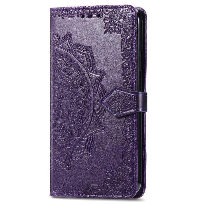 Bild 5, Xiaomi Redmi Note 14 5G Fodral Läder Mandala Tryck Mörk Lila
