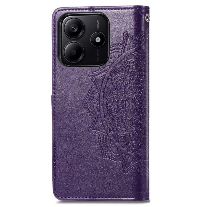 Bild 6, Xiaomi Redmi Note 14 5G Fodral Läder Mandala Tryck Mörk Lila