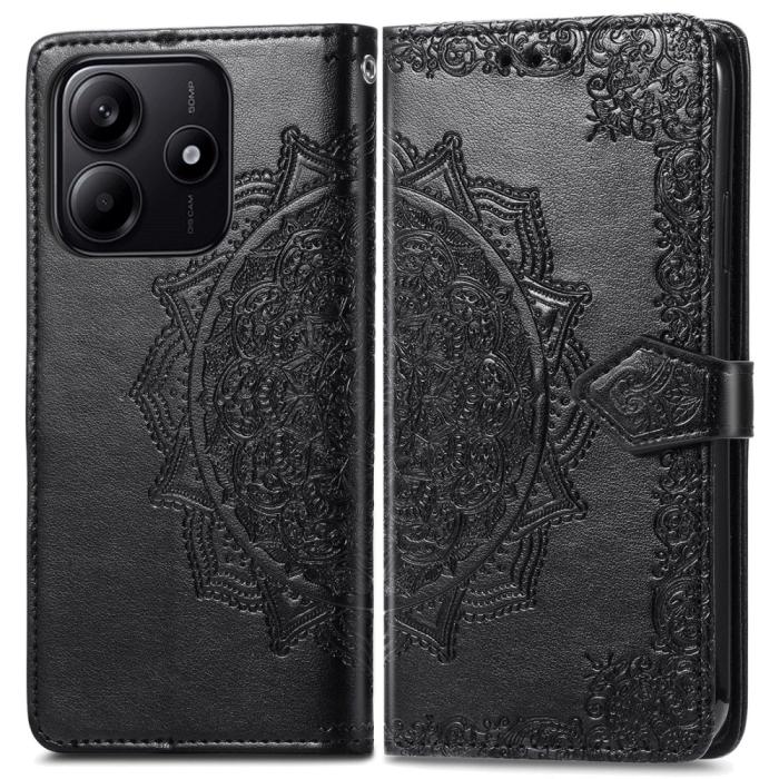 Bild 1, Xiaomi Redmi Note 14 5G Fodral Läder Mandala Tryck Svart