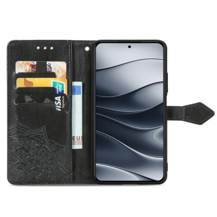 Bild 2, Xiaomi Redmi Note 14 5G Fodral Läder Mandala Tryck Svart