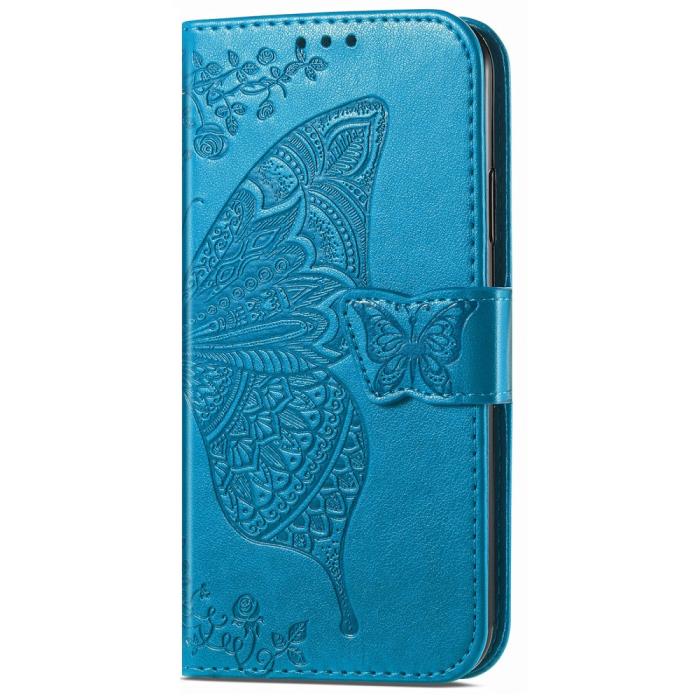 Bild 6, Xiaomi Redmi Note 14 5G Fodral Läder Fjäril Tryck Blå