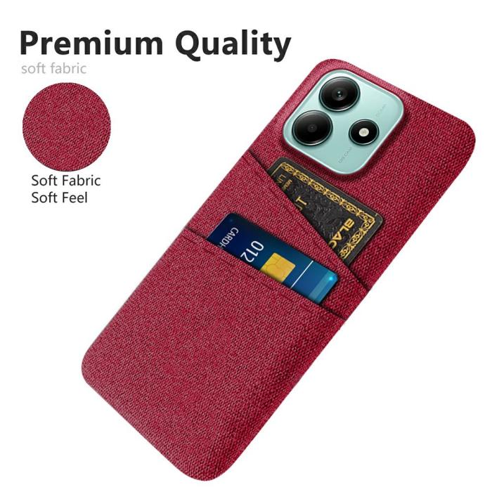 Bild 3, Xiaomi Redmi Note 14 5G Skal Med Kortfack Tygbelagt Röd