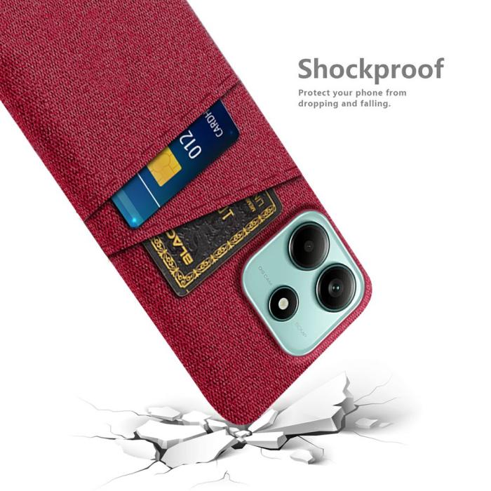 Bild 4, Xiaomi Redmi Note 14 5G Skal Med Kortfack Tygbelagt Röd