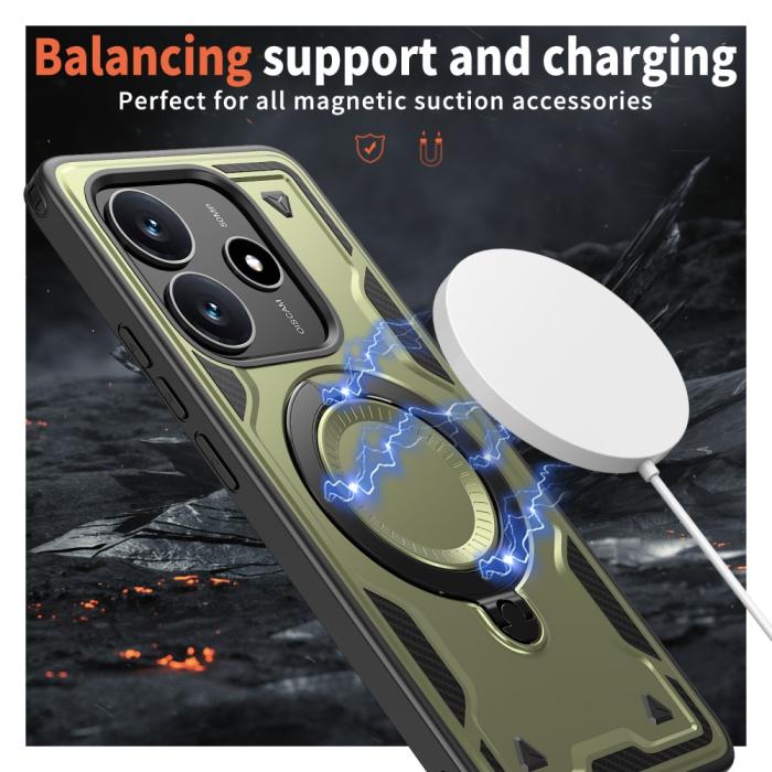 Bild 3, Xiaomi Redmi Note 14 5G Skal MagSafe Kickstand Hybrid Grön