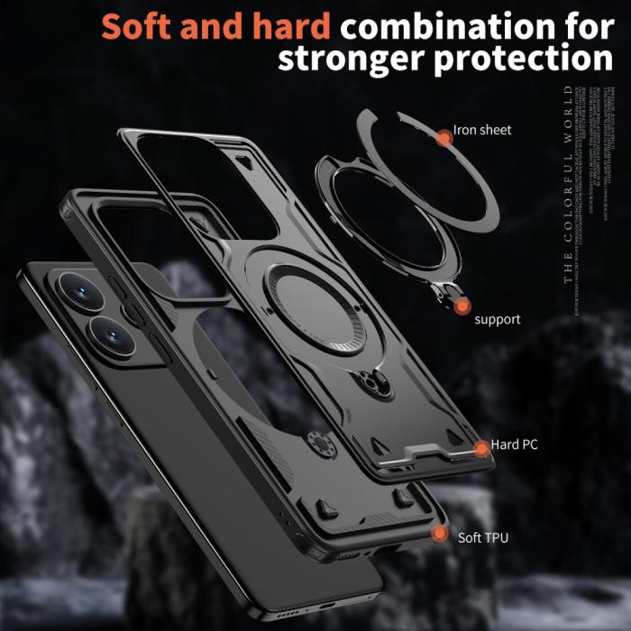 Bild 6, Xiaomi Redmi Note 14 5G Skal MagSafe Kickstand Hybrid Svart