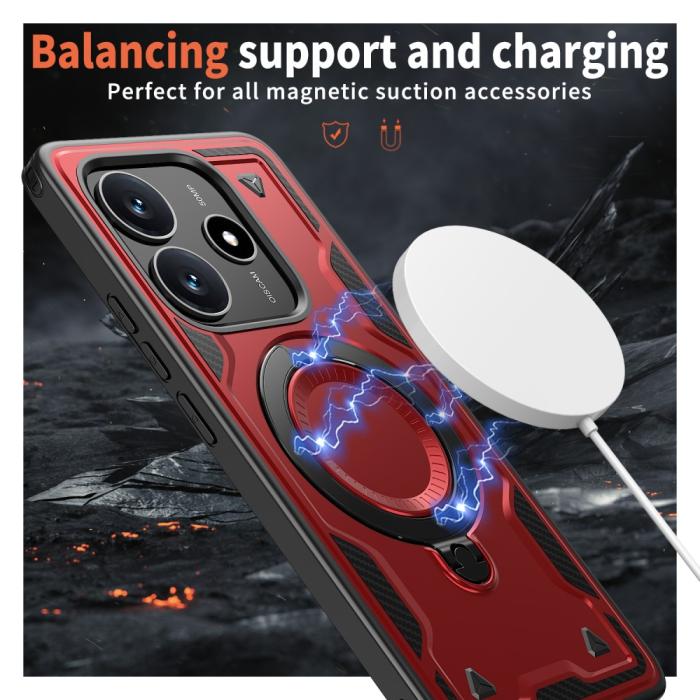 Bild 3, Xiaomi Redmi Note 14 5G Skal MagSafe Kickstand Hybrid Röd