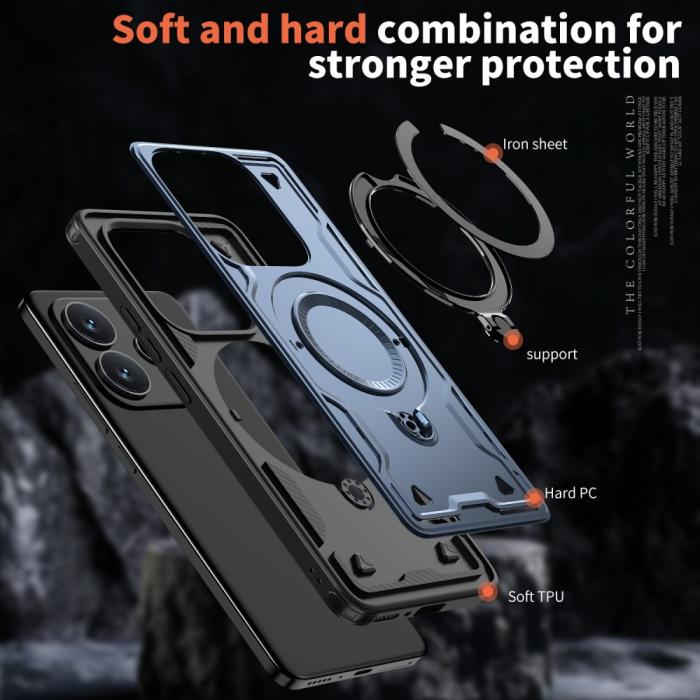 Bild 6, Xiaomi Redmi Note 14 5G Skal MagSafe Kickstand Hybrid Blå