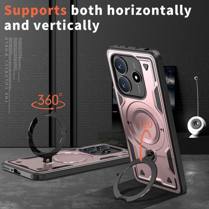 Bild 2, Xiaomi Redmi Note 14 5G Skal MagSafe Kickstand Hybrid Roséguld