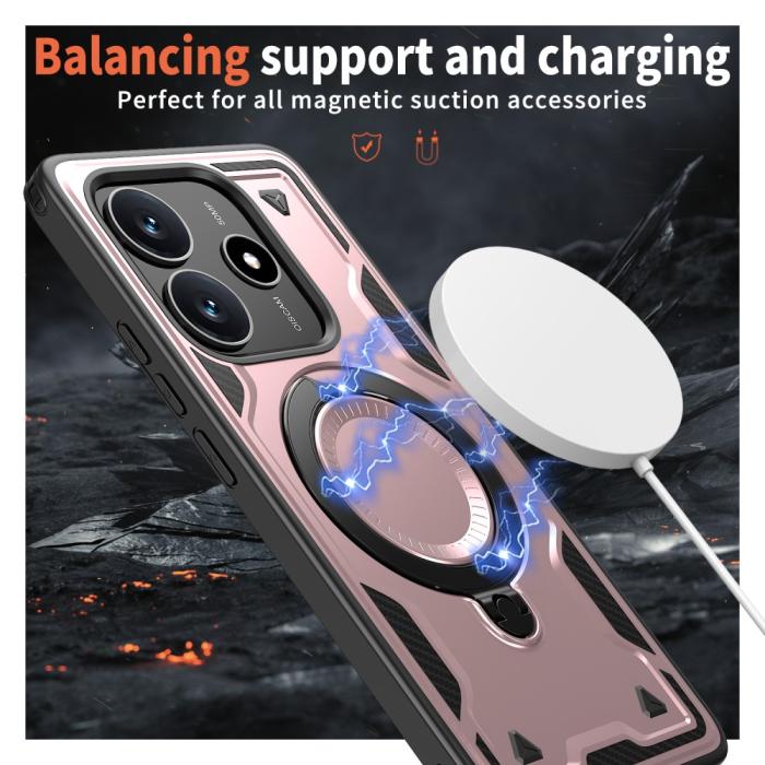 Bild 3, Xiaomi Redmi Note 14 5G Skal MagSafe Kickstand Hybrid Roséguld