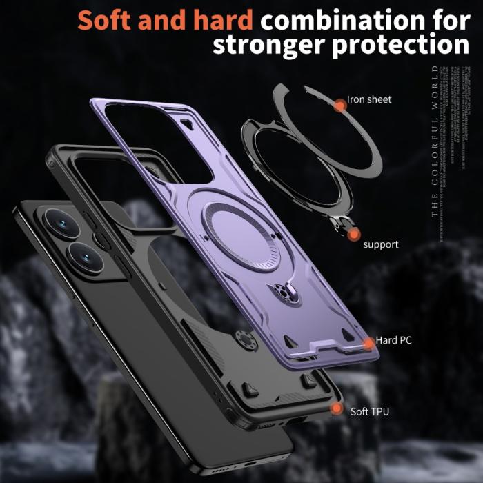Bild 6, Xiaomi Redmi Note 14 5G Skal MagSafe Kickstand Hybrid Lila