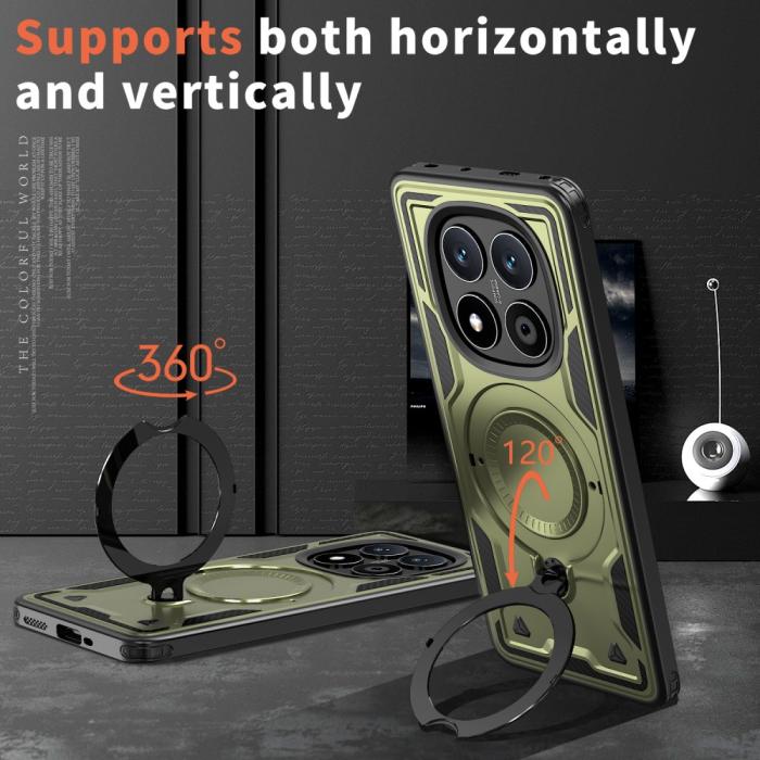Bild 2, Xiaomi Redmi Note 14 Pro 5G Skal MagSafe Kickstand Hybrid Grön