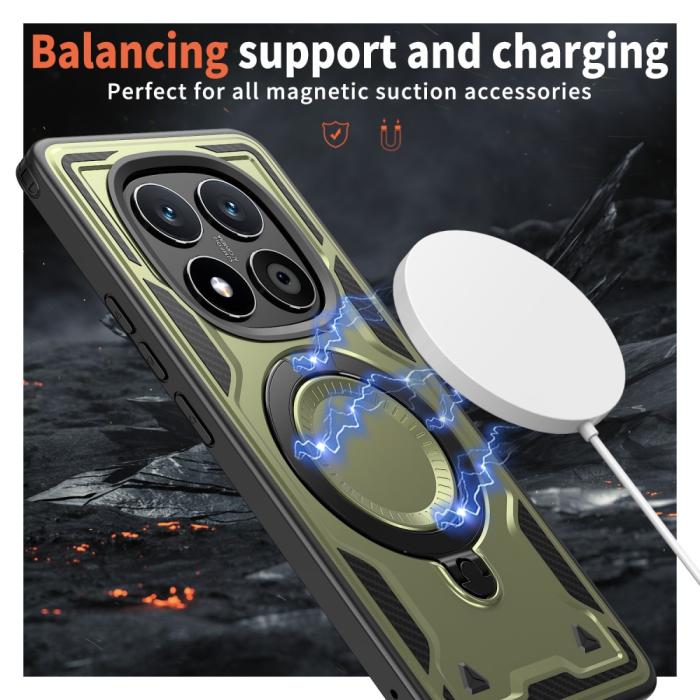 Bild 3, Xiaomi Redmi Note 14 Pro 5G Skal MagSafe Kickstand Hybrid Grön