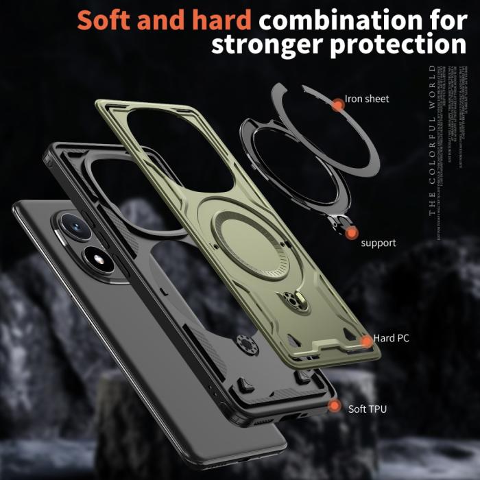Bild 6, Xiaomi Redmi Note 14 Pro 5G Skal MagSafe Kickstand Hybrid Grön