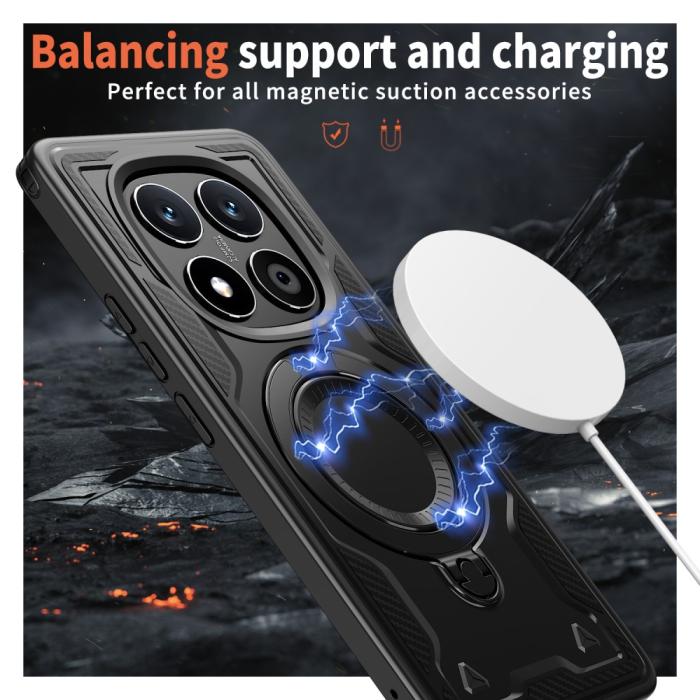 Bild 3, Xiaomi Redmi Note 14 Pro 5G Skal MagSafe Kickstand Hybrid Svart