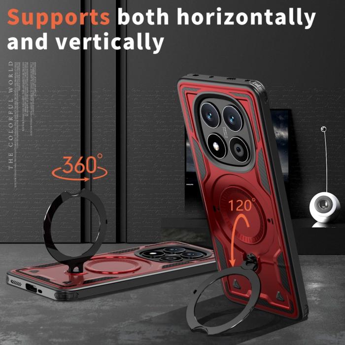 Bild 2, Xiaomi Redmi Note 14 Pro 5G Skal MagSafe Kickstand Hybrid Röd