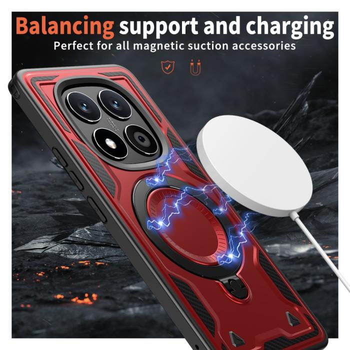 Bild 3, Xiaomi Redmi Note 14 Pro 5G Skal MagSafe Kickstand Hybrid Röd