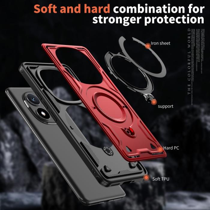 Bild 6, Xiaomi Redmi Note 14 Pro 5G Skal MagSafe Kickstand Hybrid Röd