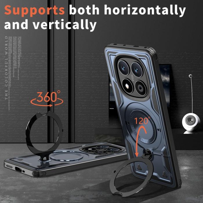 Bild 2, Xiaomi Redmi Note 14 Pro 5G Skal MagSafe Kickstand Hybrid Blå