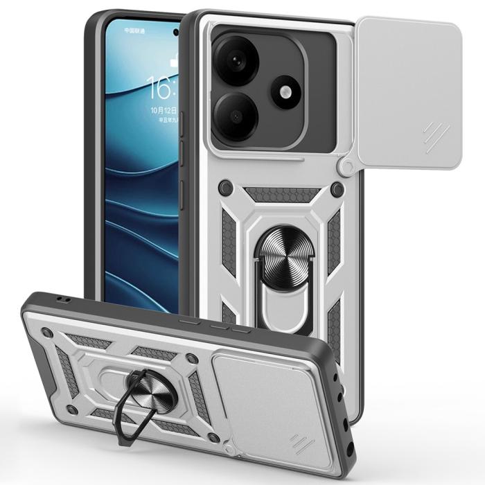 Bild 1, Xiaomi Redmi Note 14 5G Skal CamShield Hybrid Ring Silver