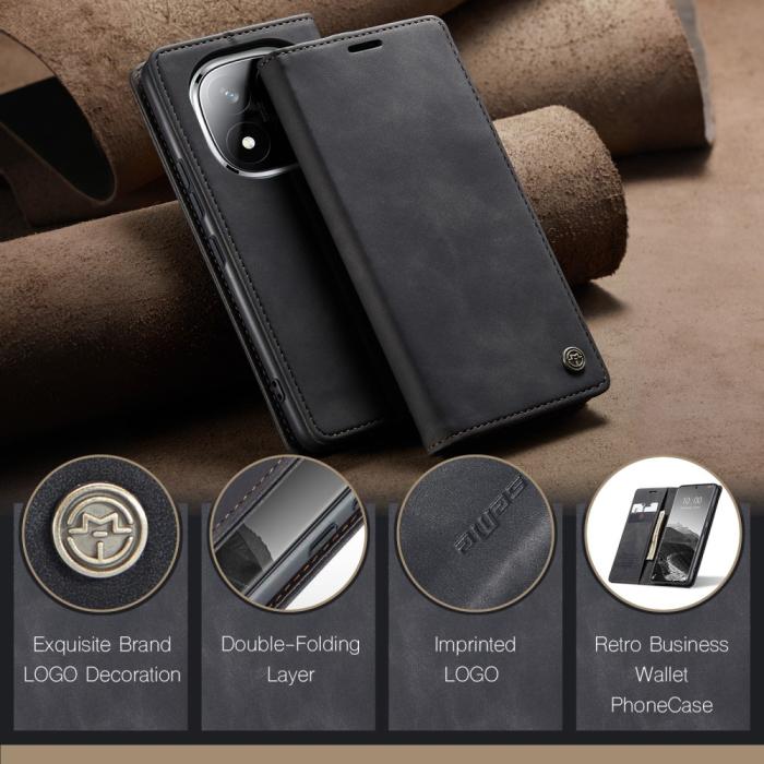 Bild 5, CASEME Redmi Note 14 Pro/Pro Plus 5G Fodral Flip Retro Läder